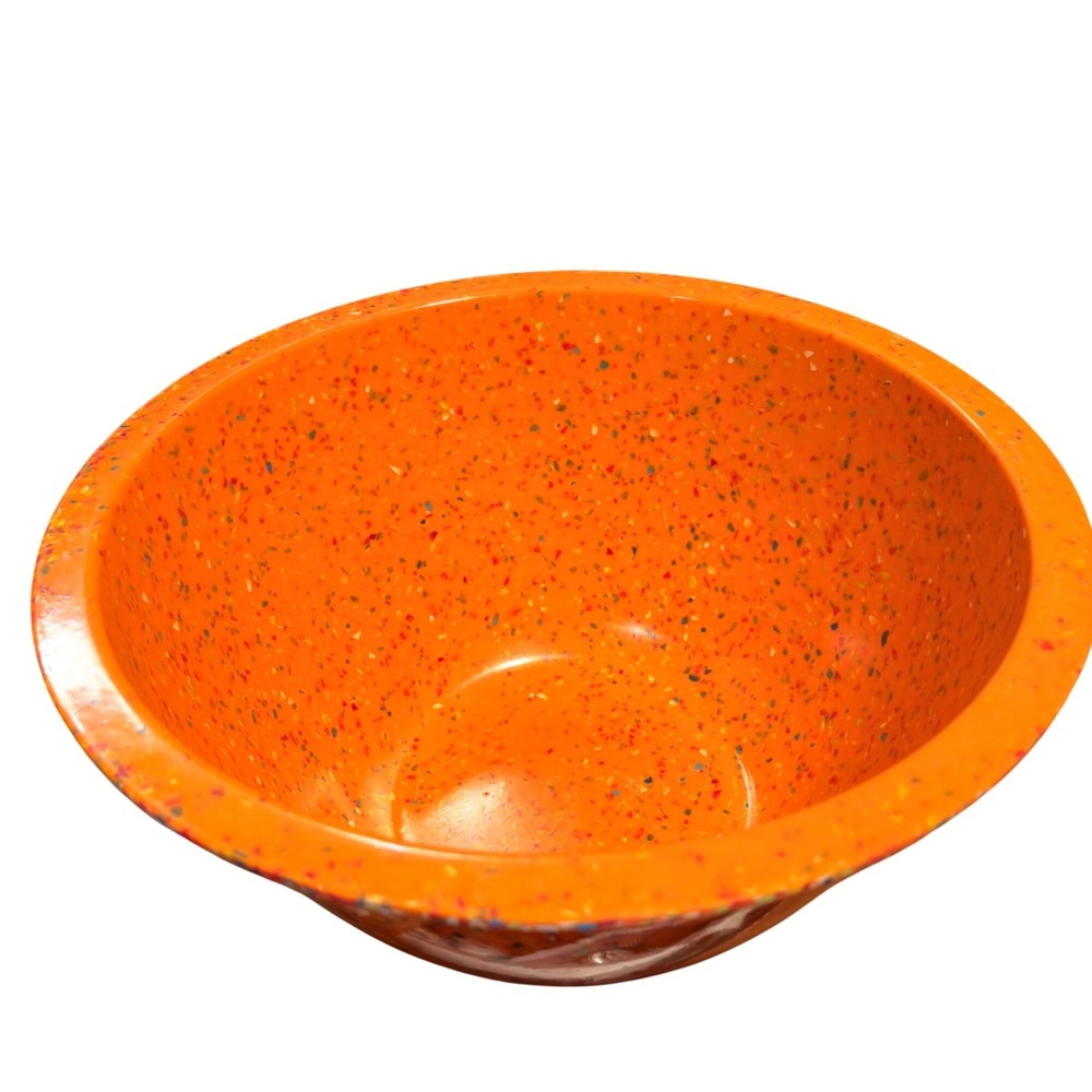 Zak Designs Confetti Melamine Mixing Bowl Set Retro MCM Speckled Orange Yellow 2 - Picture 3 of 7